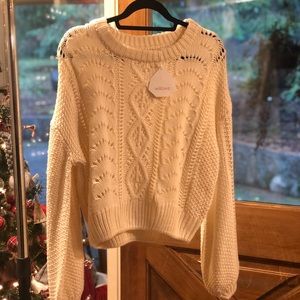 *NEVER WORN* white cable sweater